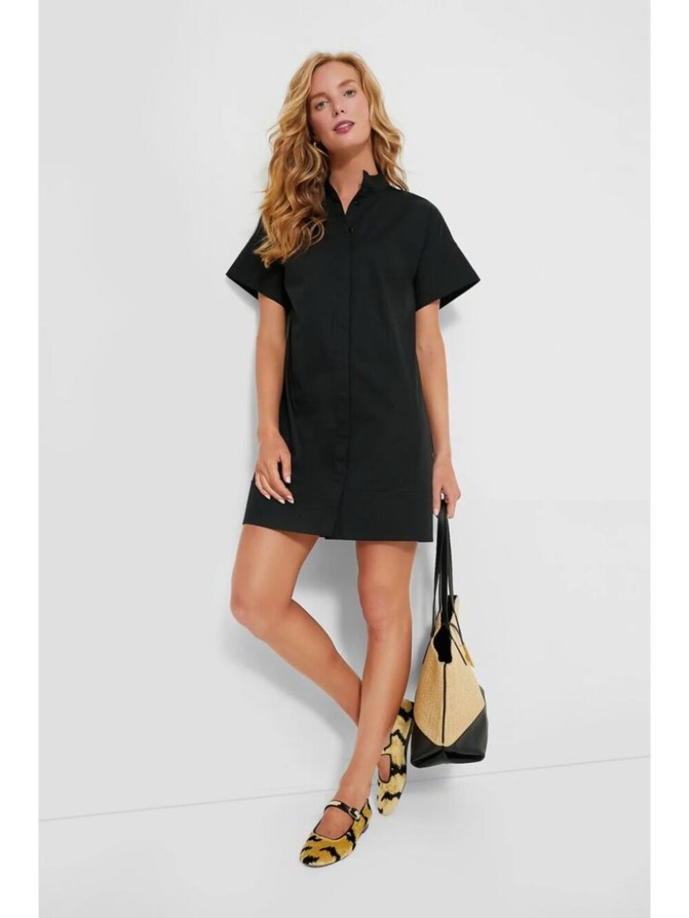 Tuckernuck Trapunto Stitch Sofia Shirt Dress in Black Size Small - NWT